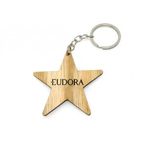 Chaveiro Madeira Forma De Estrela