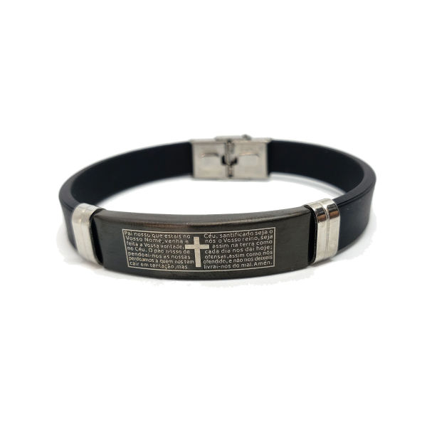 Pulseira de silicone com acabamento em metal