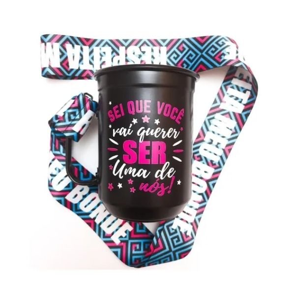Caneca de alumínio personalizada com tirante